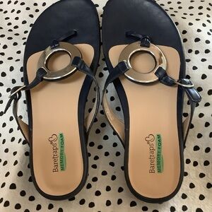BareTraps Navy Sandals with Silver Ring Detail